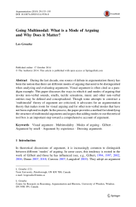 Going Multimodal: Modes of Arguing in Argumentation Theory