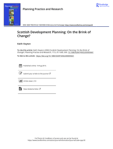 Scottish Development Planning: On the Brink of Change?