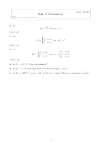 Math 1A Worksheet #1: Functions & Domains