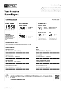 SAT Practice 5 Score Report: 1550 Total Score