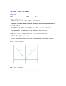 IGCSE Physics Worksheet: Light