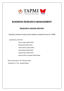 Research Design: Academic Pressure & Student Burnout at TAPMI