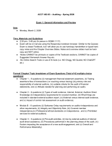 ACCT 402-03 Auditing Exam 1 Info & Preview Spring 2026
