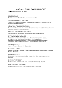CAE C1 Final Exam Handout: Last-Minute Strategies