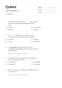 Year End Revision L4 English Quiz - 31 Questions