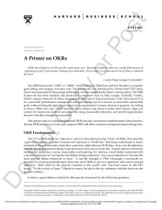 A Primer on OKRs: Goal-Setting Framework
