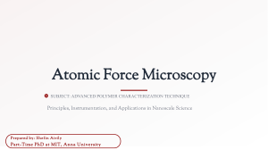 Atomic Force Microscopy: Principles & Applications