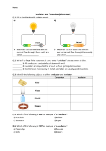 Insulators and Conductors Worksheet