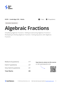 IGCSE Maths Algebraic Fractions Practice Questions