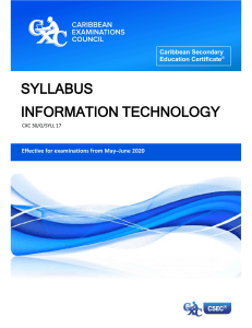 CSEC Information Technology Syllabus CXC 30/G/SYLL 17