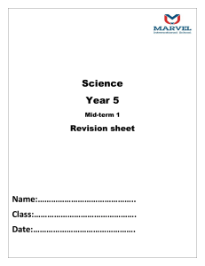 Year 5 Science Revision Sheet