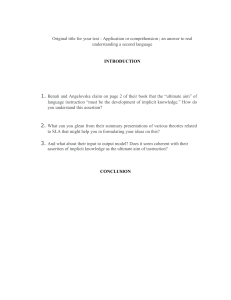 Application or Comprehension in Second Language Acquisition