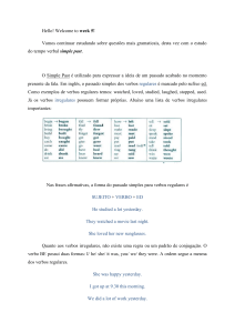 Guia de Estudo do Simple Past - Semana 5 Gram&aacute;tica Inglesa