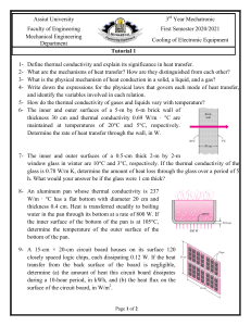 Cooling of Electronic Equipment Tutorial 1 - Heat Transfer Problems