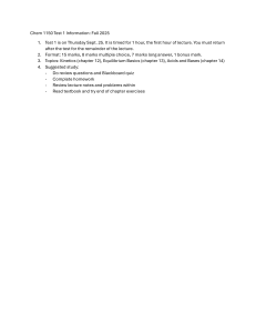 Chem 1150 Test 1 Info: Fall 2025 - Topics & Format