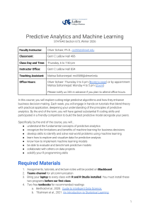 Predictive Analytics and Machine Learning Syllabus