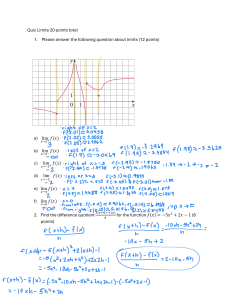 Math Limits Quiz with Graph and Difference Quotient
