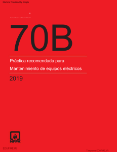 NFPA 70B 2019: Pr&aacute;ctica Recomendada para Mantenimiento de Equipos El&eacute;ctricos