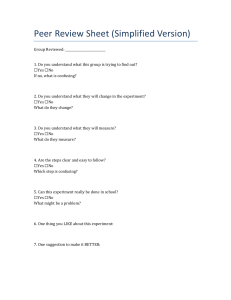 Peer Review Sheet for Science Experiments