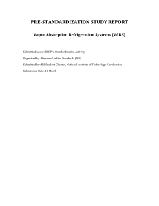 Pre-Standardization Study Report: Vapor Absorption Refrigeration Systems (VARS)