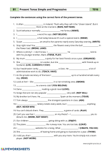 B1 English Present Tense Worksheet