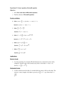 Experiment 9: Linear & Bernoulli Equations