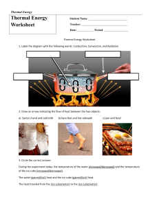 Thermal Energy Worksheet: Conduction, Convection, Radiation