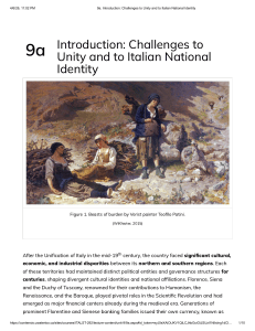 Challenges to Italian Unity and National Identity