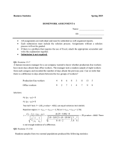 Business Statistics Homework Assignment 6 Spring 2025