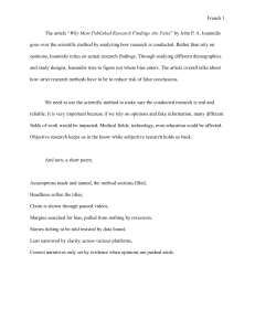 Why Most Published Research Findings Are False: Scientific Method Analysis