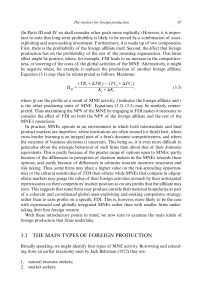 Motives for Foreign Production: MNE FDI Types