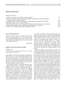 Book Selection: System Dynamics Textbooks Reviewed in Journal of Operational Research Society