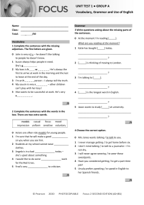 English Unit Test 1: Vocabulary, Grammar, Use of English