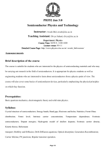 PH352 Semiconductor Physics and Technology Syllabus