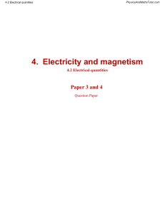IGCSE Physics 4.2 Electrical Quantities Question Paper