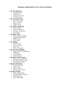 Speaking Comprehension Test for 6th Form Students