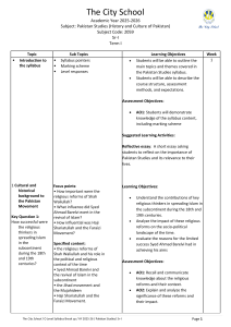 The City School Pakistan Studies Syllabus 2025-26