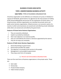 Business Studies 0450 Notes: Types of Business Organizations