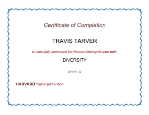 Harvard ManageMentor Diversity Certificate of Completion