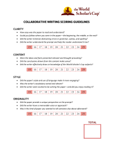 World Scholar's Cup Collaborative Writing Scoring Guidelines