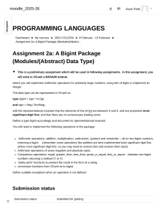 OCaml Bigint Package Assignment