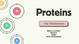 Year 9 Biochemistry: Proteins Structure and Functions