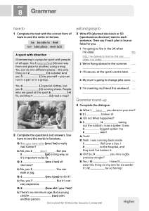 Unit 8 Grammar: have to, will, going to