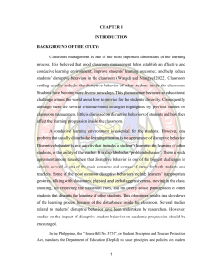 Impact of Disruptive Student Behavior on Learning Progression