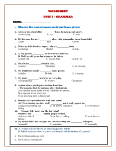 Grammar Worksheet Unit 3