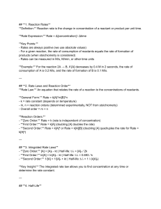 Chemical Kinetics: Reaction Rates, Rate Laws, and Half-Life
