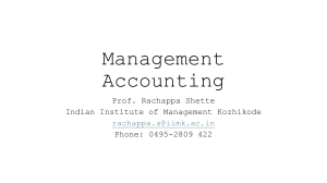 Management Accounting Course Syllabus IIM Kozhikode