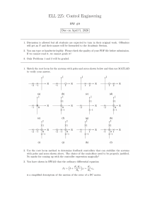 ELL 225 Control Engineering HW #8 Root Locus & Controller Design