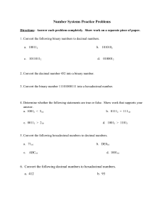 Number Systems Practice Problems Worksheet