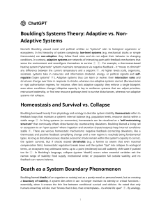 Boulding's Systems Theory: Adaptive vs. Non-Adaptive Systems